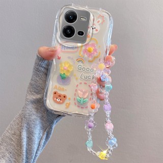 3D ถือลูกปัดเชือก การ์ตูน คดี For OPPO Relame C55 C25 C15 C12 C2 A74 A54 A57 4G 2022 เคสมือถือ Carrying hand rope beads Good Luck Lovely Day Smile Winnie The Pooh Duck Rabbit Kirby Soft TPU Case