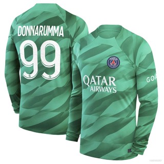 เสื้อกีฬาแขนยาว ทรงหลวม ลายทีมชาติฟุตบอล Paris Saint Germain Jersey Donnarumma พลัสไซซ์ 2023-2024