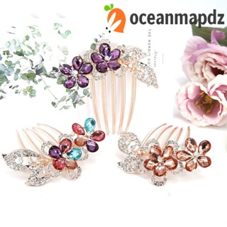 OCEANMAPDZ กิ๊บติดผมหางม้า ประดับเพทาย คริสตัล ลายดอกไม้ สไตล์เกาหลีวินเทจ สําหรับผู้หญิง