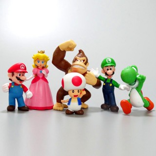 6 ชิ้น / ล็อต Super Mario Bros 3-6 ซม. มินิ อะนิเมะ ฟิกเกอร์ PVC โมเดลตุ๊กตา เค้กวันเกิด Toppers