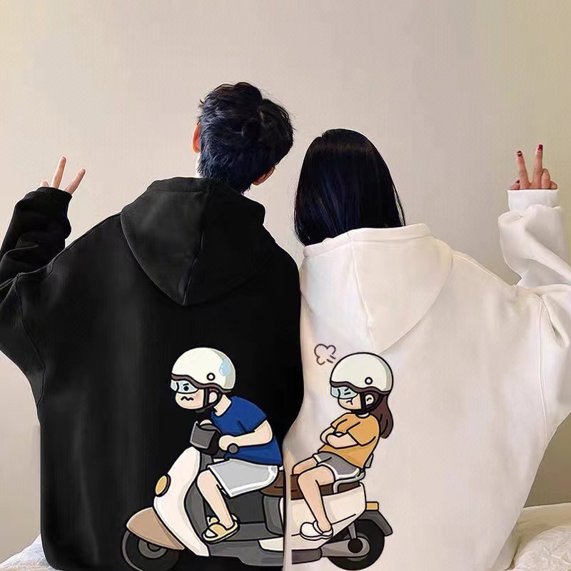 เสื้อแจ็กเก็ตกันหนาวแขนยาว มีฮู้ด ทรงหลวม พิมพ์ลายการ์ตูน สวมใส่สบาย ออกแบบดี แบบเรียบง่าย สไตล์ขี้เกียจ ไซซ์ 3XL สําหรับคู่รัก