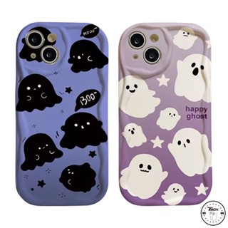 เคสโทรศัพท์มือถือ ขอบโค้ง ลายการ์ตูน Happy Blac k White Ghost 3D สําหรับ Realme C53 C35 C55 C25Y C30 C15 C25s C17 C21 C21Y C33 C31 C11 C12 C2 C1 C25 C20 C20A C3 6i 5i 9i 5s 7i 5 เคส