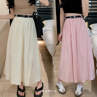 MANSA pink skirt with belt กระโปรงสีชมพูพร้อมเข็มขัด กระโปรง