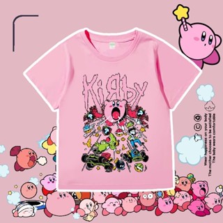 เกม เสื้อยืดแขนสั้นผ้าฝ้าย 100% หญิงฤดูร้อนใหม่ดาวน่ารัก Kirby เสื้อคู่หวาน ฤดูร้อน