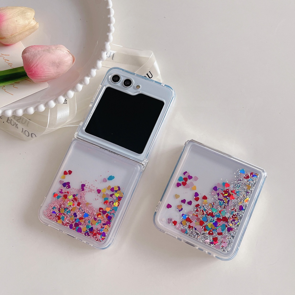 ดูดทรายแบบพับได้สีสําหรับ Samsung Z Flip1 2 3 4 5 6 Casing For Girl Case JDR01