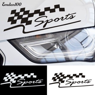 สติกเกอร์สะท้อนแสง ลายธงแข่งรถ Emden SPORT แบบลอกออกได้ สําหรับติดตกแต่งรถยนต์