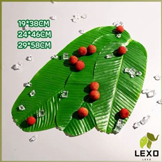 LEXO ใบตองเทียม ใบตองปลอม แผ่นรองจานถ่ายภาพ  ใบตองเทียมรองอาหาร green leaf decoration