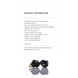 MOONDROP CHU II ไดร์เวอร์แบบไดนามิกประสิทธิภาพสูง IEMs หูฟังชนิดใส่ในหูแบบสายเคเบิลแบบถอดเปลี่ยนได้ ChuII /Chu2 DSP