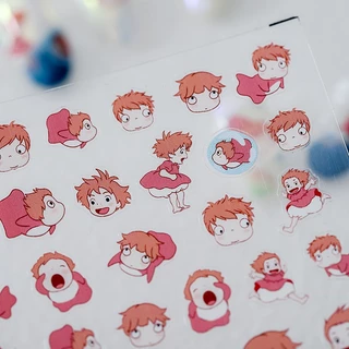 [Meow.Sensei] ใหม่ สติกเกอร์เหล็กใส แบบบาง ลายน่ารัก สําหรับติดตกแต่งเล็บ Ponyo TS1007