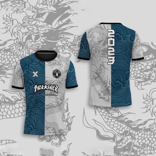 เสื้อกีฬาแขนสั้น ผ้าเจอร์ซีย์ ไมโครไฟเบอร์ ลาย The Rimau Retro Streetwear Jersey 2023 สไตล์เรโทร