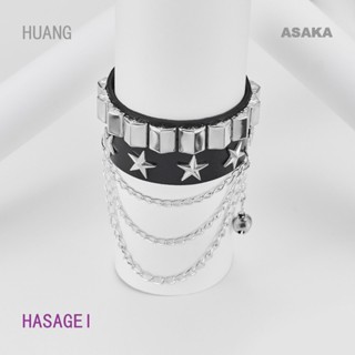 Hasagei ฮาราจูกุ พังก์ หัวใจ ล็อค สร้อยข้อมือ จี้ โซ่ สร้อยข้อมือ ปรับได้ สร้อยข้อมือหนัง สายรัดข้อมือ