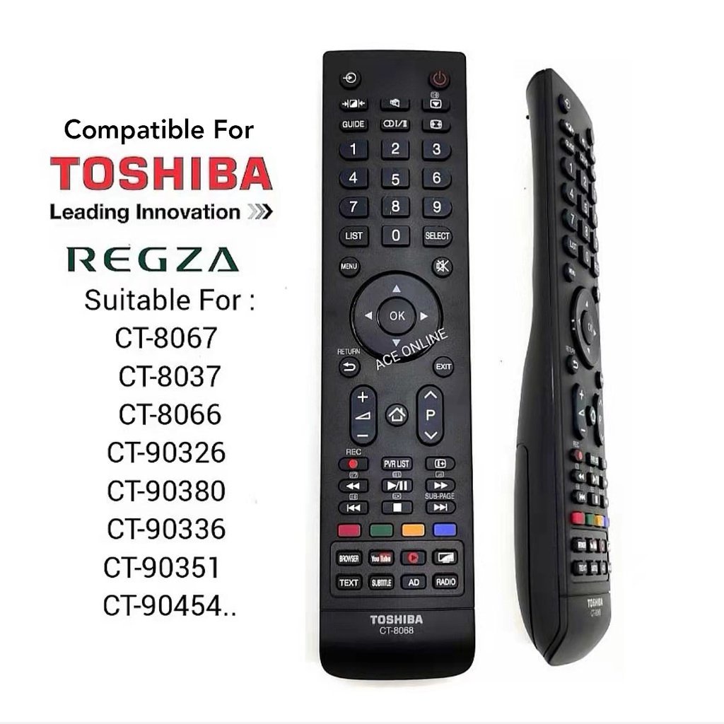 รีโมตคอนโทรลทีวี แบบเปลี่ยน สําหรับ Toshiba LCD LED smart TV Ct8068 CT-8067 CT-8037 CT-90326 CT-90380