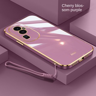 Oppo Reno 10 Pro+ reno10 Pro+Plus 5G เคสเคลือบเงาไฟฟ้า สายคล้อง ขอบตรง เคสมีสไตล์