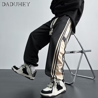 DaDuHey🔥 American Style Vintage Stripes Fashion Brand All-Match Loose Sweatpants Harem Pants Mens 2023 Summer in Ankle Banded Casual Sports Pants