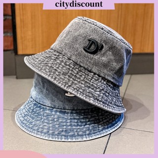 &lt;citydiscount&gt; หมวกบักเก็ต ทรงกลม แบน พิมพ์ลายตัวอักษร สไตล์ฮิปฮอป กันแดด กันลม ปีกกว้าง สําหรับผู้หญิง และผู้ชาย