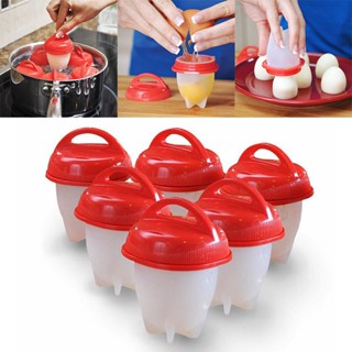 หม้อหุงไข่ต้ม ไข่ต้ม แบบแข็ง ไม่มีเปลือกพลาสติก สีแดง และสีขาว 6 ชิ้น ☆Jfsmartjoy