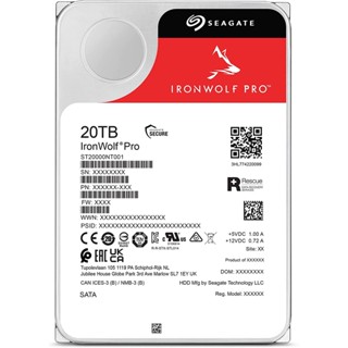 Seagate IronWolf Pro 20TB NAS ฮาร์ดไดรฟ์ภายใน HDD - CMR 3.5 นิ้ว SATA 6Gb/s 7200 RPM 256MB สําหรับ RAID Network Attached Storage, Rescue Services (ST20000NT001) 20TB HDD Pro