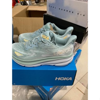 ใหม่ HOKA ONE ONE Clifton 9 Shock Absorption รองเท้าวิ่ง สีฟ้า สีเทา 2023 G5YN