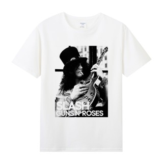 [S-5XL]เสื้อยืดแขนสั้นลําลอง พิมพ์ลาย Gun Flower Gun Rose Band Rock Series พลัสไซซ์ แฟชั่นสําหรับผู้ชาย 955