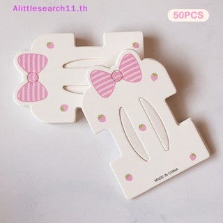 Alittlesearch11 ป้ายแท็กกระดาษ รูปโบว์ สตรอเบอร์รี่ น่ารัก DIY สําหรับโชว์เครื่องประดับผม 50 ชิ้น