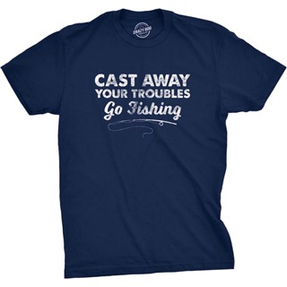 เสื้อยืด พิมพ์ลายสุนัข Crazy Cast Away Your Troubles Go น่ารัก สําหรับผู้ชาย