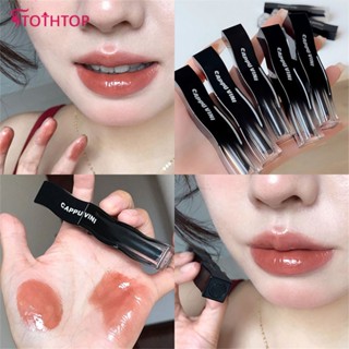 Cappuvini Small Black Tube Solid Lip Glaze ให้ความชุ่มชื้นค่าสีสูงเพื่อเพิ่มอารมณ์นักเรียนปาก Red Lip Makeup Cosmetics [TOP]