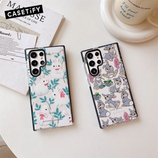 เคสโทรศัพท์มือถือแบบใส ลายกระต่าย สีขาว สีเทา สําหรับ Samsung Galaxy S20 S21 S22 S23 Ultra S20+ S21+ S22+ S23 Plus