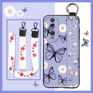 Original Waterproof Phone Case For Honor90 Silicone cute Phone Holder Soft Case armor case Wrist Strap sunflower Fashion Design