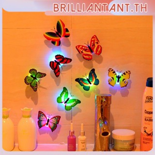 ใหม่ 3d Butterfly Night Light ของเล่นสร้างสรรค์ที่มีสีสัน Luminous Butterfly Night Light Paste โคมไฟติดผนังตกแต่ง LED Small Play Decor