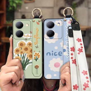 Dirt-resistant Kickstand Phone Case For VIVO Y78 5G China/Y78M/A36/A27
Wristband armor case sunflower painting flowers Original Silicone