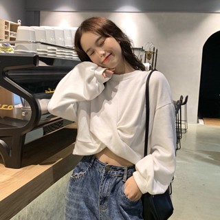 เสื้อผ้าผู้หญิง แขนยาว เปิดสะดือ แฟชั่นสไตล์เกาหลี