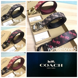 Signature Buckle Reversible Belt With Horse And Carriage 88278 เข็มขัด COAC H เข็มขัดแฟชั่นชายแบบออลแมตช์