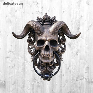 Delicatesun หัวกะโหลกเรซิ่น รูปปั้นหัวแกะ ซาตาน สไตล์พังก์ สําหรับตกแต่งประตู