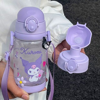 Sanrio ขวดน้ําดื่มคู่ Kulomi ถ้วยน้ํา พร้อมฟาง ฤดูร้อน ความจุขนาดใหญ่ พลาสติก กาต้มน้ํา กันรั่ว ของขวัญสําหรับเด็ก