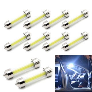 หลอดไฟ LED 6000k 12V 31 มม. 36 มม. 39 มม. 41 มม. C5W สีขาว สําหรับติดป้ายทะเบียนรถยนต์ 10 ชิ้น