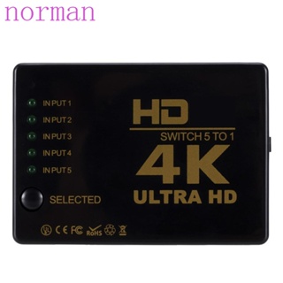 Norman 5x1 สวิตช์ HDMI 5 พอร์ต เข้า 5 ออก 1 ตัวรับสัญญาณอินฟราเรด HDMI สําหรับเครื่องเล่น DVD ดิจิทัล HDTV จอแสดงผลพลาสม่า ตัวรับสัญญาณเสียง วิดีโอ