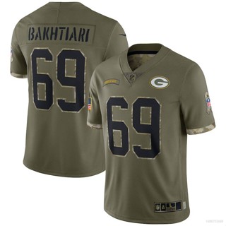 Qy 2022 NFL Green Bay Packers Jersey Bakhtiari Salute To Service เสื้อยืดลําลอง แขนสั้น คอกลม พิมพ์ลายฟุตบอล พลัสไซซ์