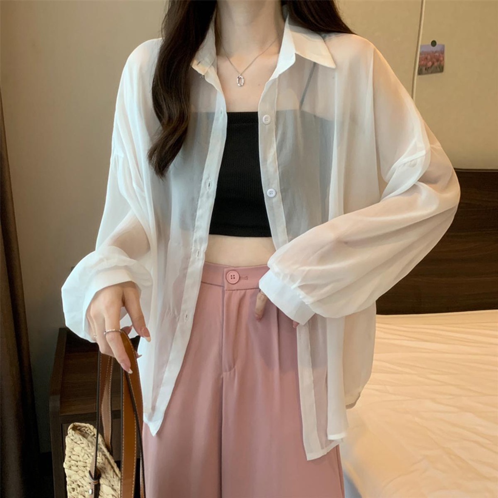 Lune_Grace.W246#เสื้อเชิ้ดแขนยาว ผ้าชีฟองสีทึบงานดี ไส่คลุมเที่ยวทะแล แก๋ๆ - รูปที่ 3