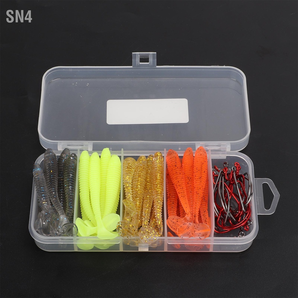 SN4 เหยื่อตกปลา รูปตัว T สเตนเลส Pvc นิ่ม พร้อมตะขอข้อเหวี่ยง สําหรับเบส 60 ชิ้น ต่อกล่อง