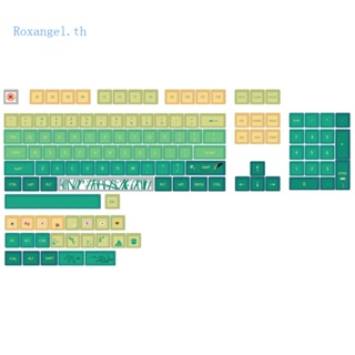 Rox ชุดปุ่มกดคีย์บอร์ด 128 คีย์ PBT XDA ธีมไม้ไผ่ สีเขียว ทนทาน