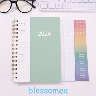 Blossomea หนังสือปฏิทินขดลวด 365 วัน 2024 สําหรับนักเรียน วางแผนธุรกิจ