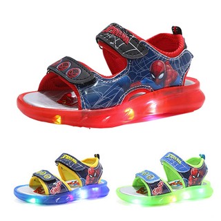 Disney Boys Girls Spider-Man Princess Led Light Up Luminous Sports Sandals Summer Kids Sandals Toddler Shoes
