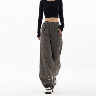 2TOYOUNG  กางเกงขายาว คาร์โก้ กางเกง เชือกอเมริกันคลาสิค Cargo pants 2023 NEW 072048 ทันสมัย fashion Trendy Chic A20M06V 36Z230909