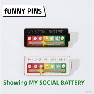 Jason เข็มกลัดเคลือบแบตเตอรี่สังคม แบบเลื่อนได้ MY SOCIAL BATTERY Mood Conversion Pin เครื่องประดับ สําหรับของขวัญส่วนบุคคล