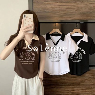 Solenne  เสื้อครอป เสื้อยืดผู้หญิง ครอป baby tee สาวเรโทร 2023 NEW Style สบาย ทันสมัย High quality พิเศษ A29J1AG 36Z230909