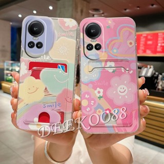 เคสโทรศัพท์มือถือ แบบนิ่ม ลายหน้ายิ้ม มีช่องใส่บัตร สําหรับ OPPO Reno10 Pro Plus Pro+ Reno8 T Z A96 A78 A77S A77 A76 A57 A17K A17 5G 4G 2023 Reno 10 10Pro 8 8T 8Z