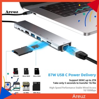 Are 8 in 1 ฮับเชื่อมต่อ Type-C USB 30 HDMI แบบพกพา อเนกประสงค์ สําหรับแล็ปท็อป Macbook RJ45 PD USB