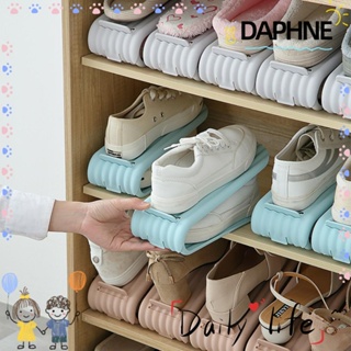 Daphne ชั้นวางรองเท้า PP สองชั้น ปรับได้ ประหยัดพื้นที่ สีน้ําเงินเข้ม ฟ้า ชมพู เทา สําหรับหอพัก