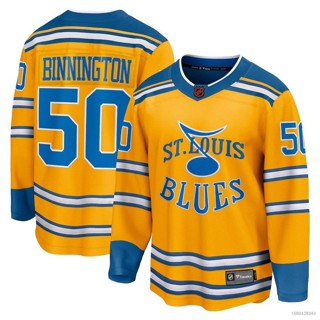 Hq7 NHL ST Louis Blues Jersey Jordan Binnington เสื้อยืด แขนยาว สีเหลือง พลัสไซซ์ QH7