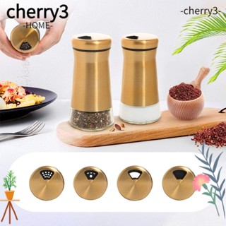 Cherry3 ขวดใส่เครื่องปรุงรส พริกไทย สีทอง เติมได้ ปรับได้ สําหรับห้องครัว 2 ชิ้น